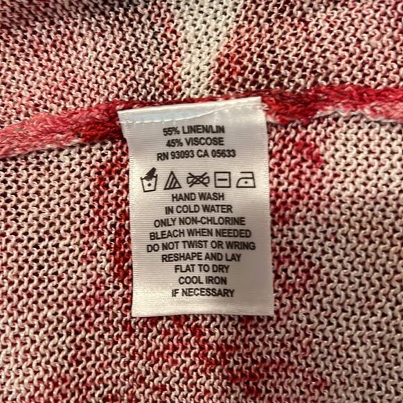 Nic+Zoe Linen Blend Pink/Red/White Scoop Neck Sweater - Medium - Picture 3 of 4